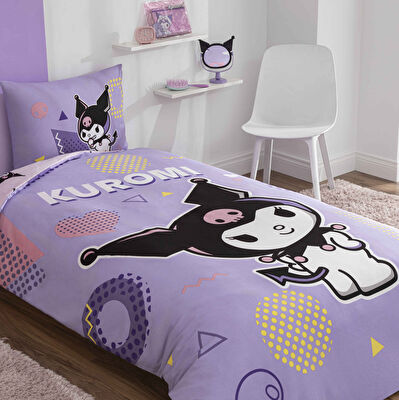 Taç Lisanslı Kuromi Pretty Pamuk Tek Kişilik Nevresim Takımı