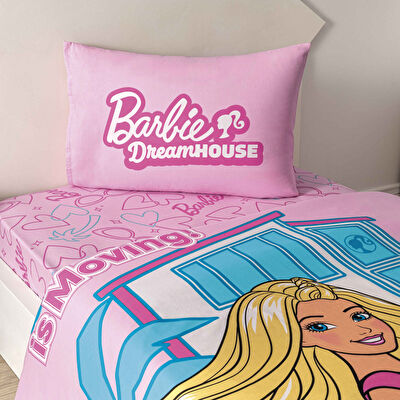 Taç Lisanslı Barbie Dream House Pamuk Tek Kişilik Nevresim Takımı