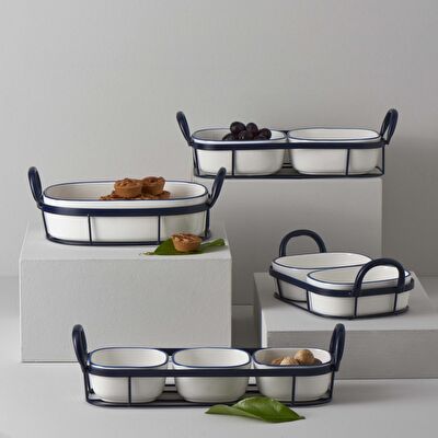 Linens Arlina Porselen-Metal 36x16x10,6 cm Sunum Seti