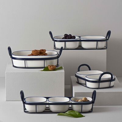 Linens Arlina Porselen-Metal 38,5x12,5x10 cm Sunum Seti