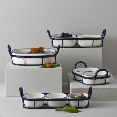 Linens Arlina Porselen-Metal 36x16x10,6 cm Sunum Seti