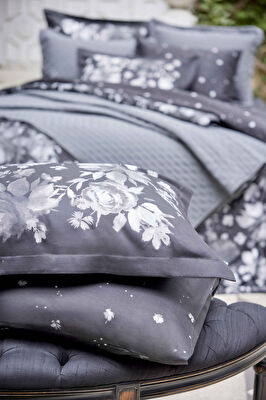 Linens Gardenia Çift Kişilik Yatak Örtüsü Seti Antrasit