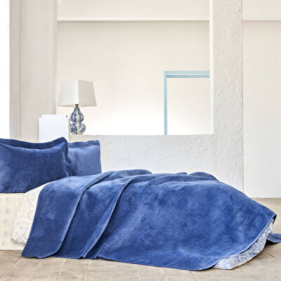 Linens Glace Çift Kişilik Yatak Örtüsü Seti Lacivert