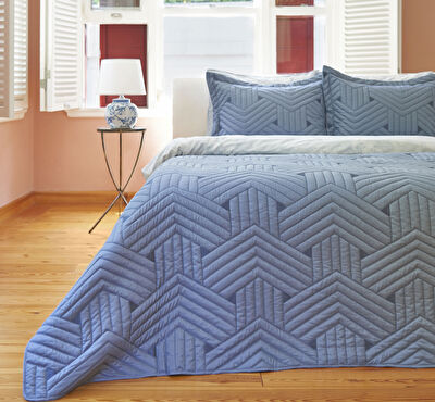 Linens Vita Çift Kişilik Yatak Örtüsü Seti Mavi