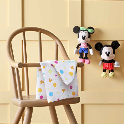 Lisanslı Disney Mickey Pamuk 35x35 3'lü Müslin Ağız Bezi