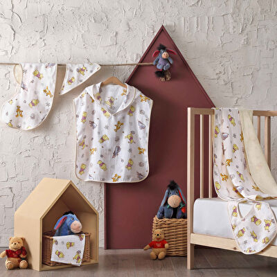 Lisanslı Disney Winnie Pamuk 35x25 3'lü Müslin Önlük