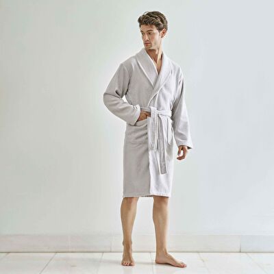 Linens Soft Pamuk Bornoz Gri L