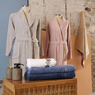 Linens Soft Pamuk Bornoz Gri L