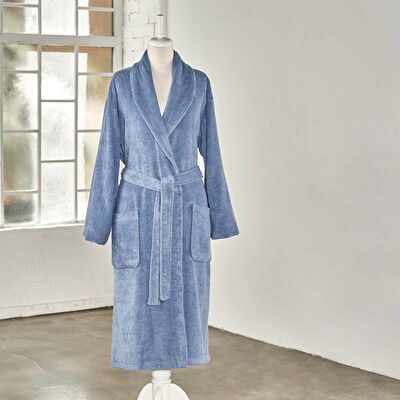 Linens Soft Pamuk Bornoz Mavi M