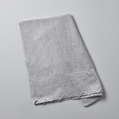 Linens Lace Pamuk 50x80 cm Yüz Havlusu Gri