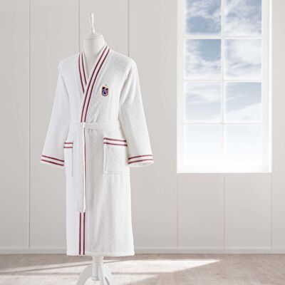 Taç Lisanslı Trabzonspor Bordo Mavi Pamuk S Yetişkin Bornoz Beyaz