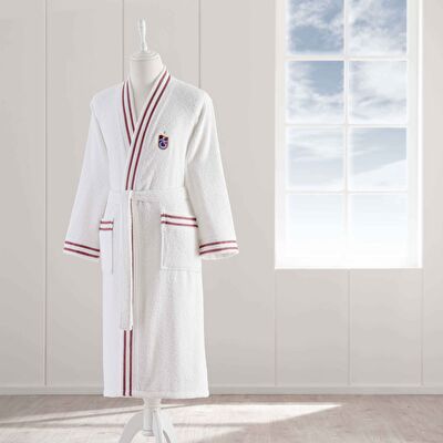 Taç Lisanslı Trabzonspor Bordo Mavi Pamuk M Yetişkin Bornoz Beyaz