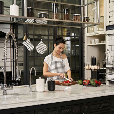 Linens Smoky Cam-Metal Kapak 1400 ml 10,4x10,4x22 cm Kavanoz Füme