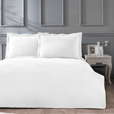Linens Mist Çift Kişilik Yatak Örtüsü Seti Beyaz