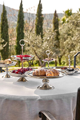 Linens Wawe 21x27x34 cm 2 Katlı Servis Gümüş