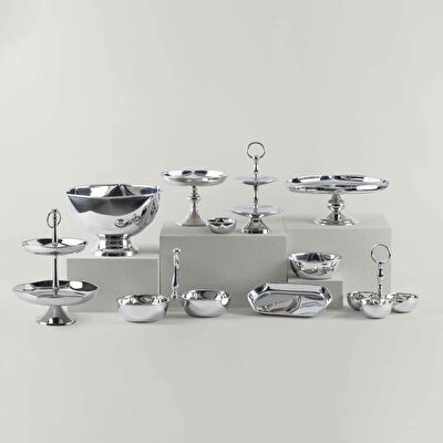 Linens Wawe 13x16x24 cm 2 Katlı Servis Gümüş