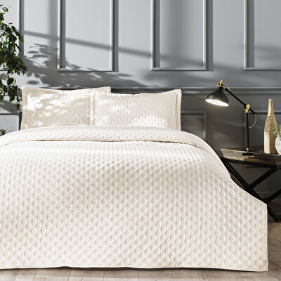 Linens Gardenia Çift Kişilik Yatak Örtüsü Seti Bej