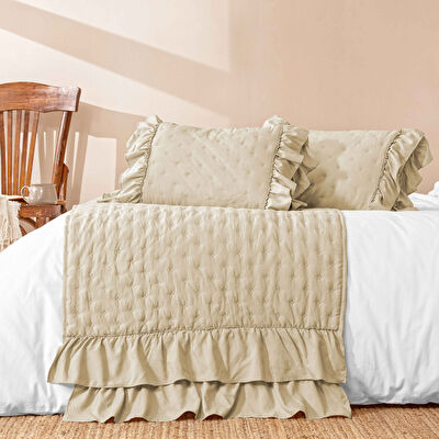 Linens Scarlett Standart Yatak Runner Seti Kahve