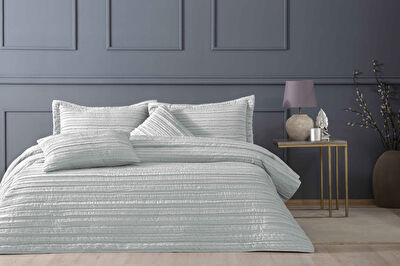 Linens Gorgeous Çift Kişilik Yatak Örtüsü Seti Gri