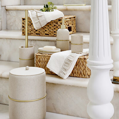 Linens Ruffle Bambu 50X85 cm Yüz Havlusu Ekru