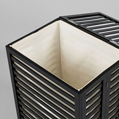 Linens Wooden Ahşap 45X33X60 cm Çamaşır Sepeti Siyah