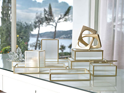 Linens Laveta 23x14,5x6 cm Dekoratif Kutu Gold