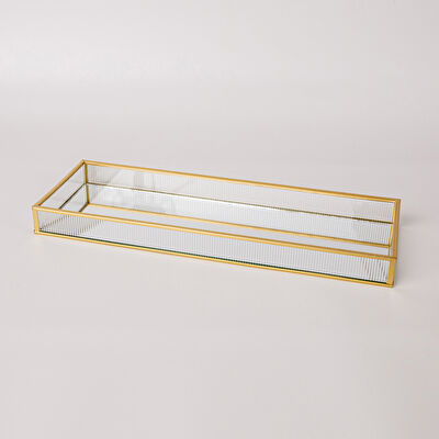 Linens Laveta 40x14x3,5 cm Dekoratif Tepsi Gold