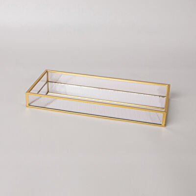 Linens Laveta 40x14x3,5 cm Dekoratif Tepsi Gold
