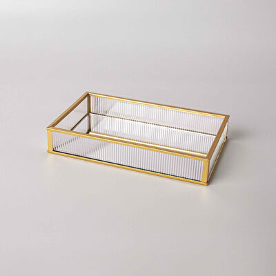 Linens Laveta 20x12x3,5 cm Dekoratif Tepsi Gold