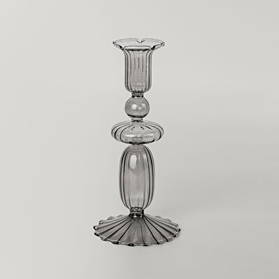 Linens Ecow Şamdan 9x9x19 cm Gri