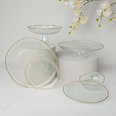 Linens Bubble Servis Tabak 27 cm Gold