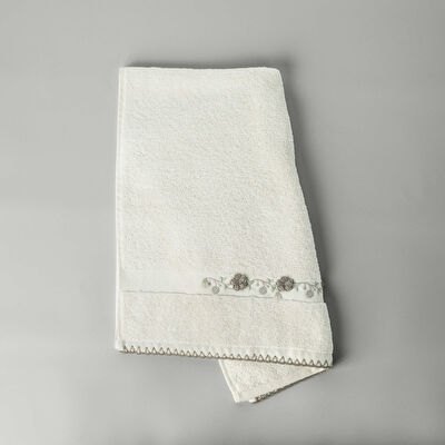 Linens Fiora Pamuk 50x85 cm Yüz Havlusu Ekru (450 G/M²)