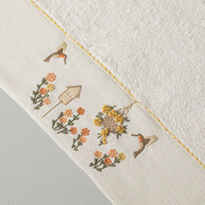 Linens Fleurs Bambu Yüz Havlusu 50x85 Cm Ekru