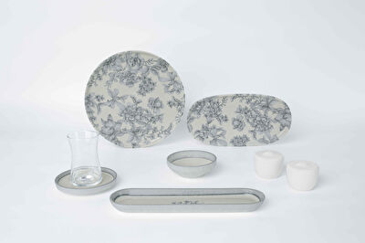 Pierre Cardin Isla Grey Porselen 28 Parça Kahvaltı Takımı