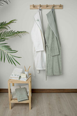 Linens Sage Pamuk 4'lü S/M- M/L Bornoz Seti