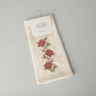 Linens Lou Flower 40x60 cm Kurulama Bezi Ekru