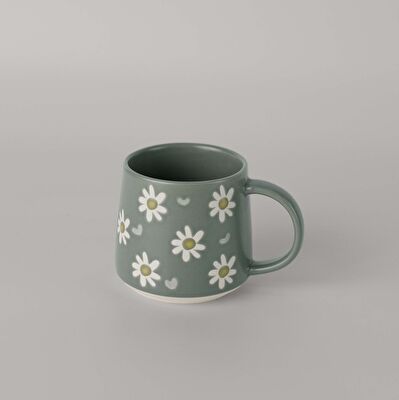 Linens Daisy Seramik 400 ml Kupa Yeşil