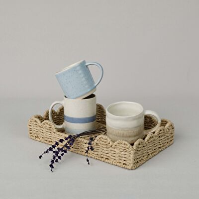 Linens Jose Seramik 400 ml Kupa ekru-Mavi