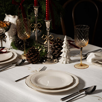 Linens Elegant Porselen Çukur Tabak 23 cm Gold