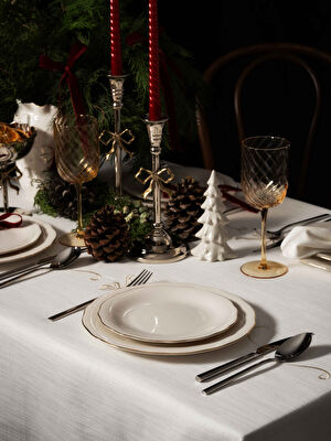 Linens Elegant Porselen Çukur Tabak 23 cm Gold