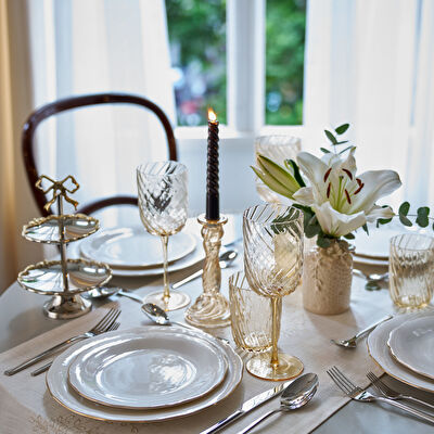 Linens Elegant Porselen Çukur Tabak 23 cm Gold