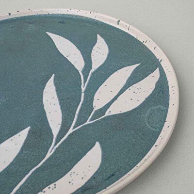 Linens Daphne Seramik 28 cm Servis Tabağı Yeşil