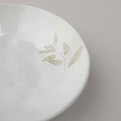 Linens Laurel Seramik 20 cm Çukur Tabak Ekru