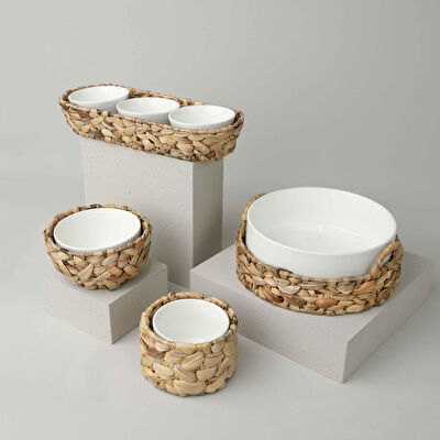 Linens Straw Porselen 16,5x9 cm Sunum Kasesi
