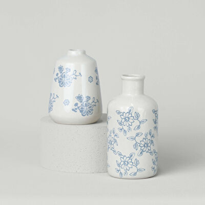 Linens Floral Vazo 20x21 cm Ekru Beyaz