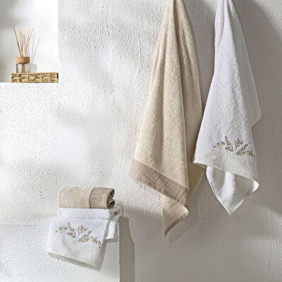 Taç Iris Pure Cotton Pamuk Hamam Seti Krem Camel