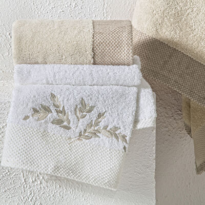 Taç Iris Pure Cotton Pamuk Hamam Seti Krem Camel