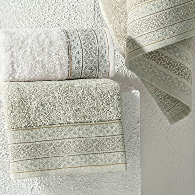 Taç Ethna Pure Cotton Pamuk Hamam Seti Ekru Taş