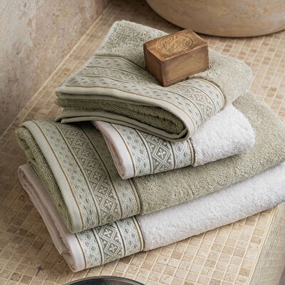 Taç Ethna Pure Cotton Pamuk Hamam Seti Ekru Taş