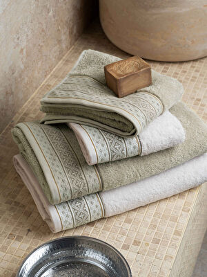 Taç Ethna Pure Cotton Pamuk Hamam Seti Ekru Taş